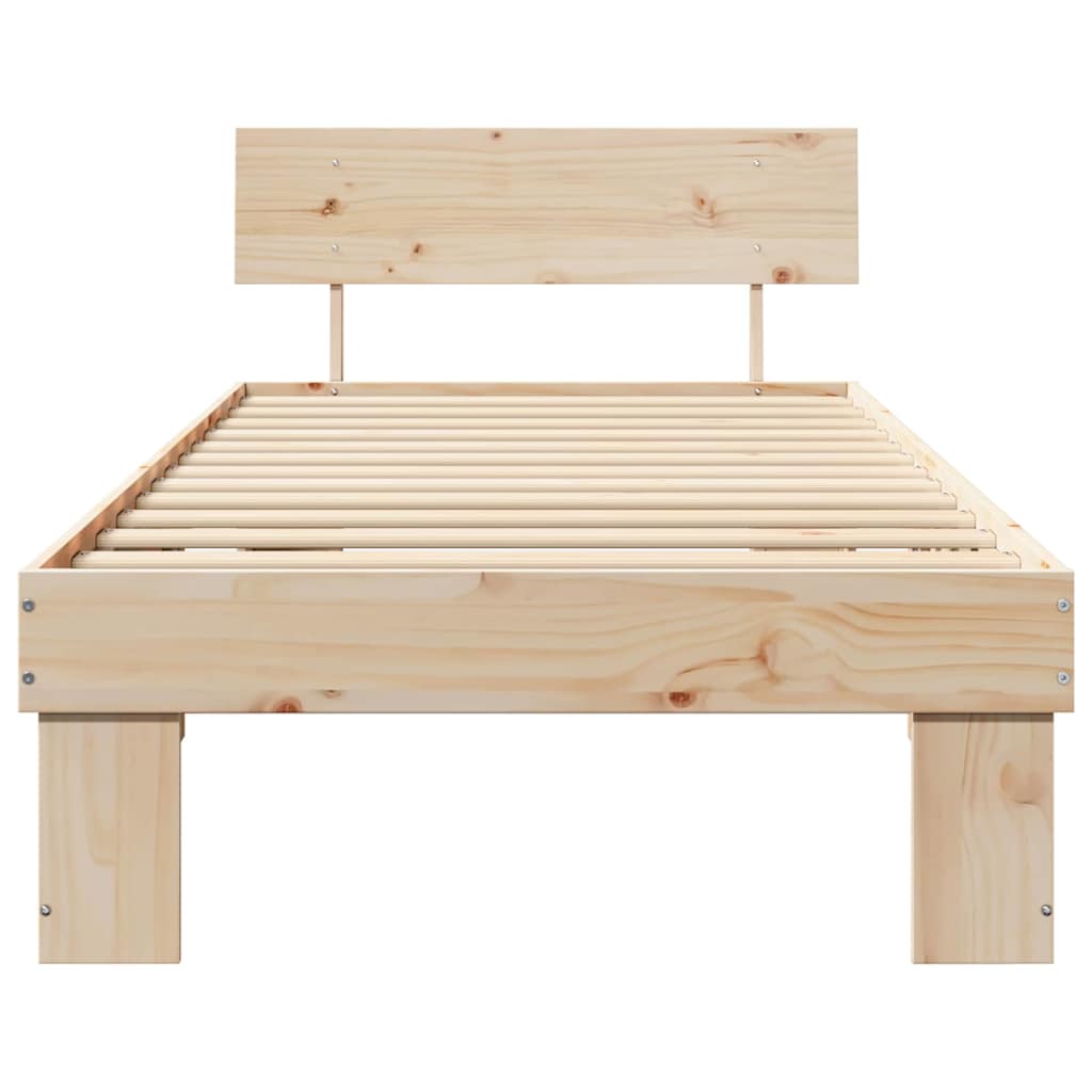 Sengestamme med hodegjerde Naturlig 100 x 200 cm Massiv furu