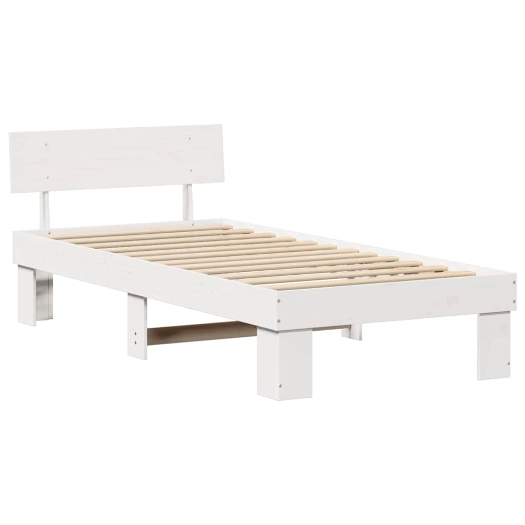 Sengestamme med hodegjerde Hvit 75 x 190 cm Massiv furu