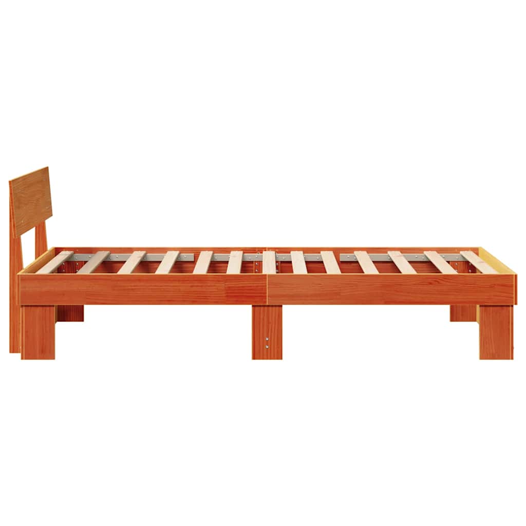 Sengestamme med hodegjerde Vokset Brun 75 x 190 cm Massiv furu