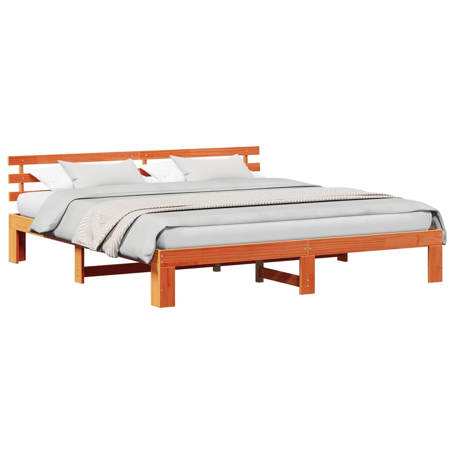 Sengestamme med hodegjerde Vokset Brun 180 x 200 cm Massiv furu