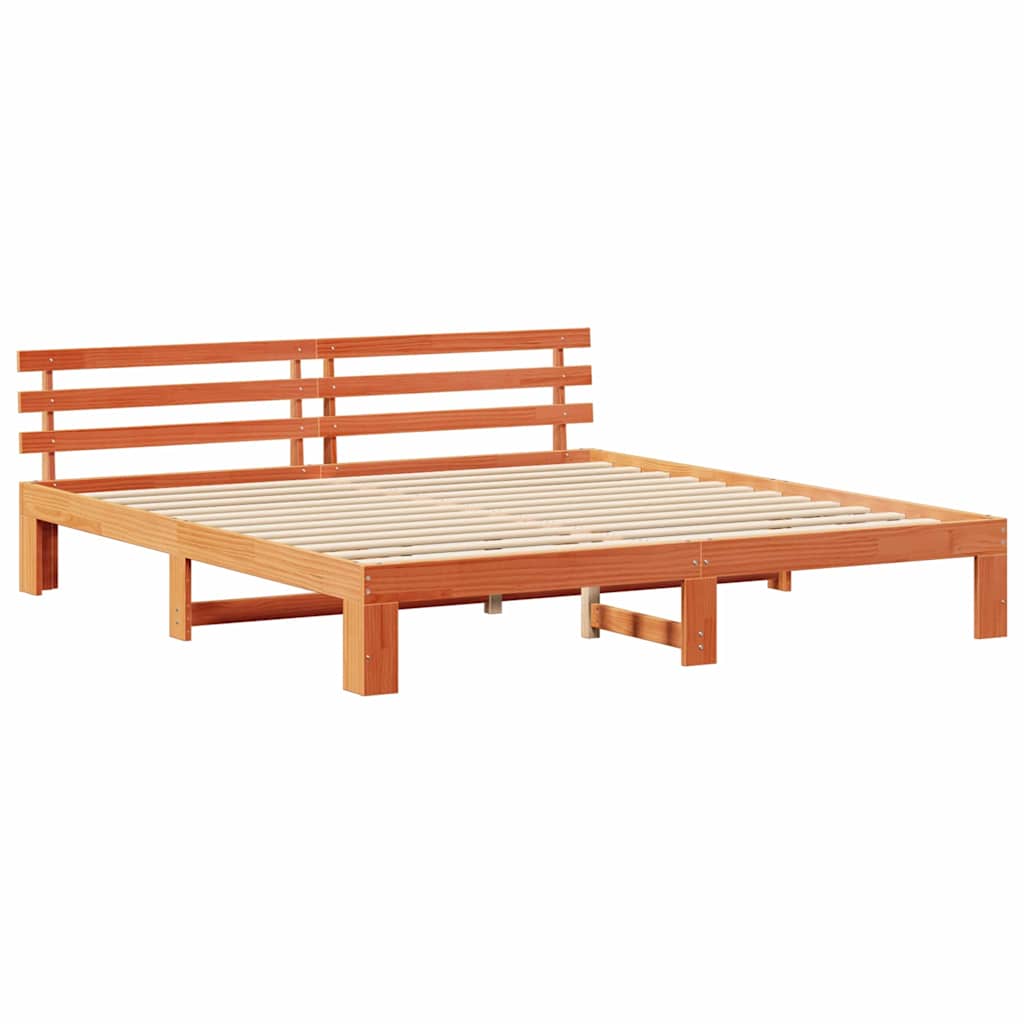 Sengestamme med hodegjerde Vokset Brun 180 x 200 cm Massiv furu
