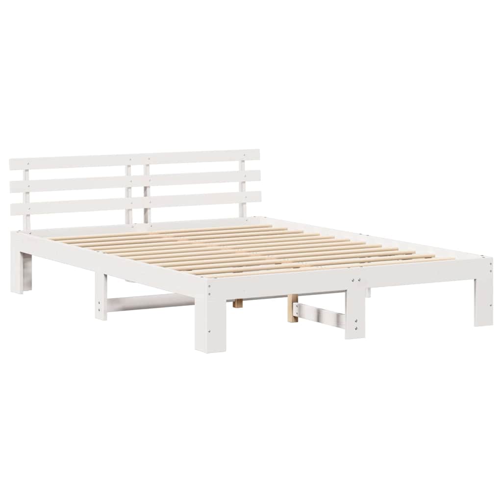 Sengestamme med hodegjerde Hvit 160 x 200 cm Massiv furu