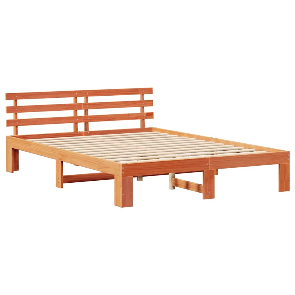 Sengestamme med hodegjerde Vokset Brun 160 x 200 cm Massiv furu