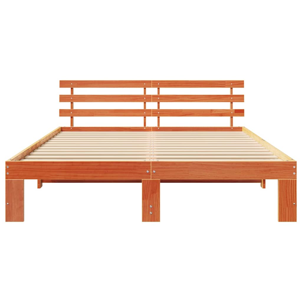 Sengestamme med hodegjerde Vokset Brun 160 x 200 cm Massiv furu