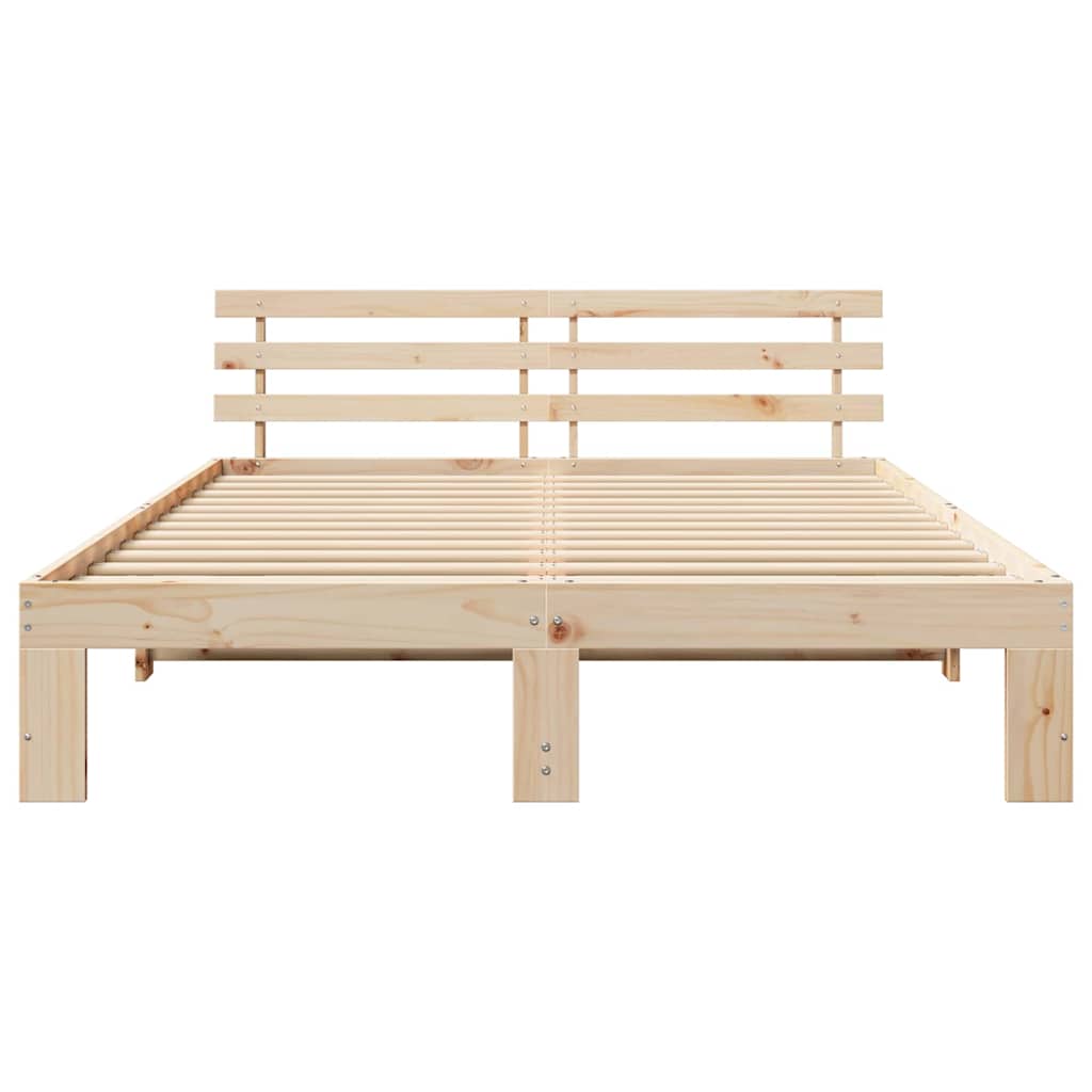 Sengestamme med hodegjerde Naturlig 140 x 200 cm Massiv furu