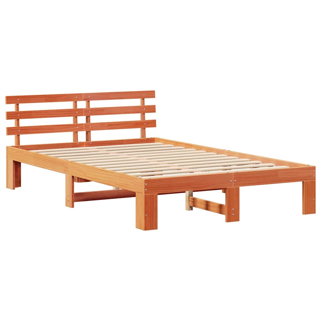 Sengestamme med hodegjerde Vokset Brun 120 x 200 cm Massiv furu