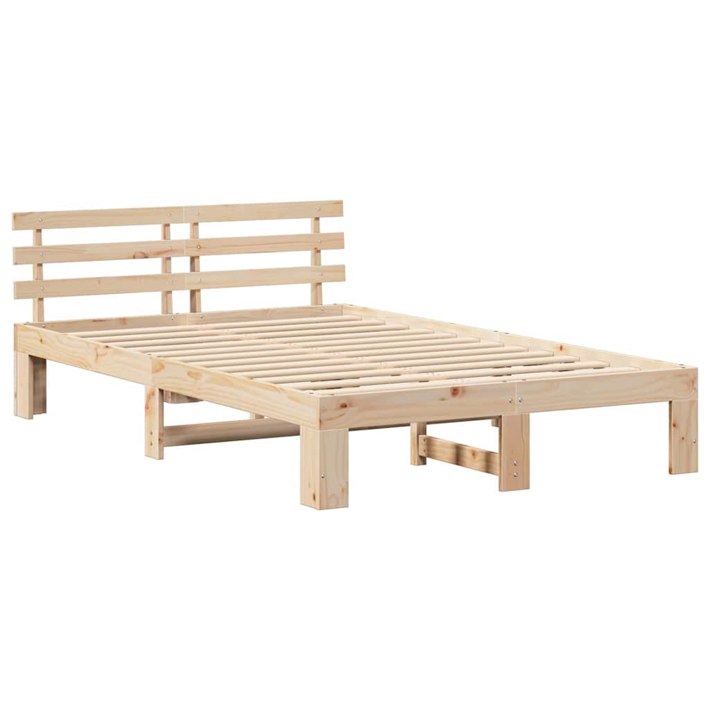 Sengestamme med hodegjerde Naturlig 135 x 190 cm Massiv furu