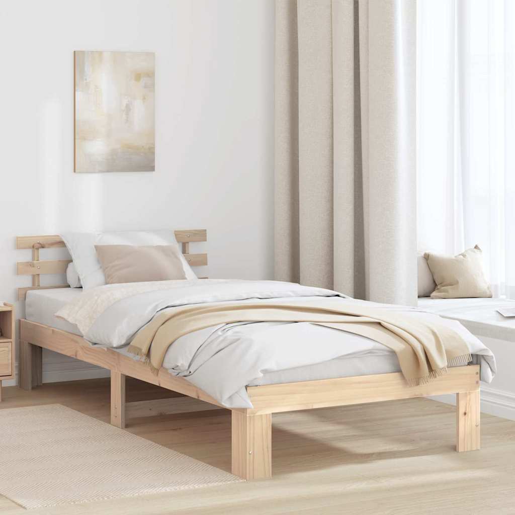 Sengestamme med hodegjerde Naturlig 100 x 200 cm Massiv furu