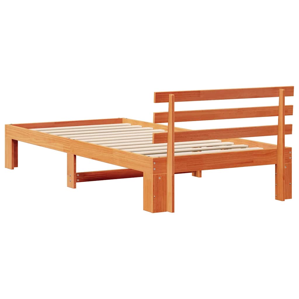Sengestamme med hodegjerde Vokset Brun 90 x 200 cm Massiv furu