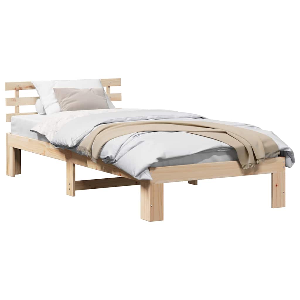 Sengestamme med hodegjerde Naturlig 75 x 190 cm Massiv furu