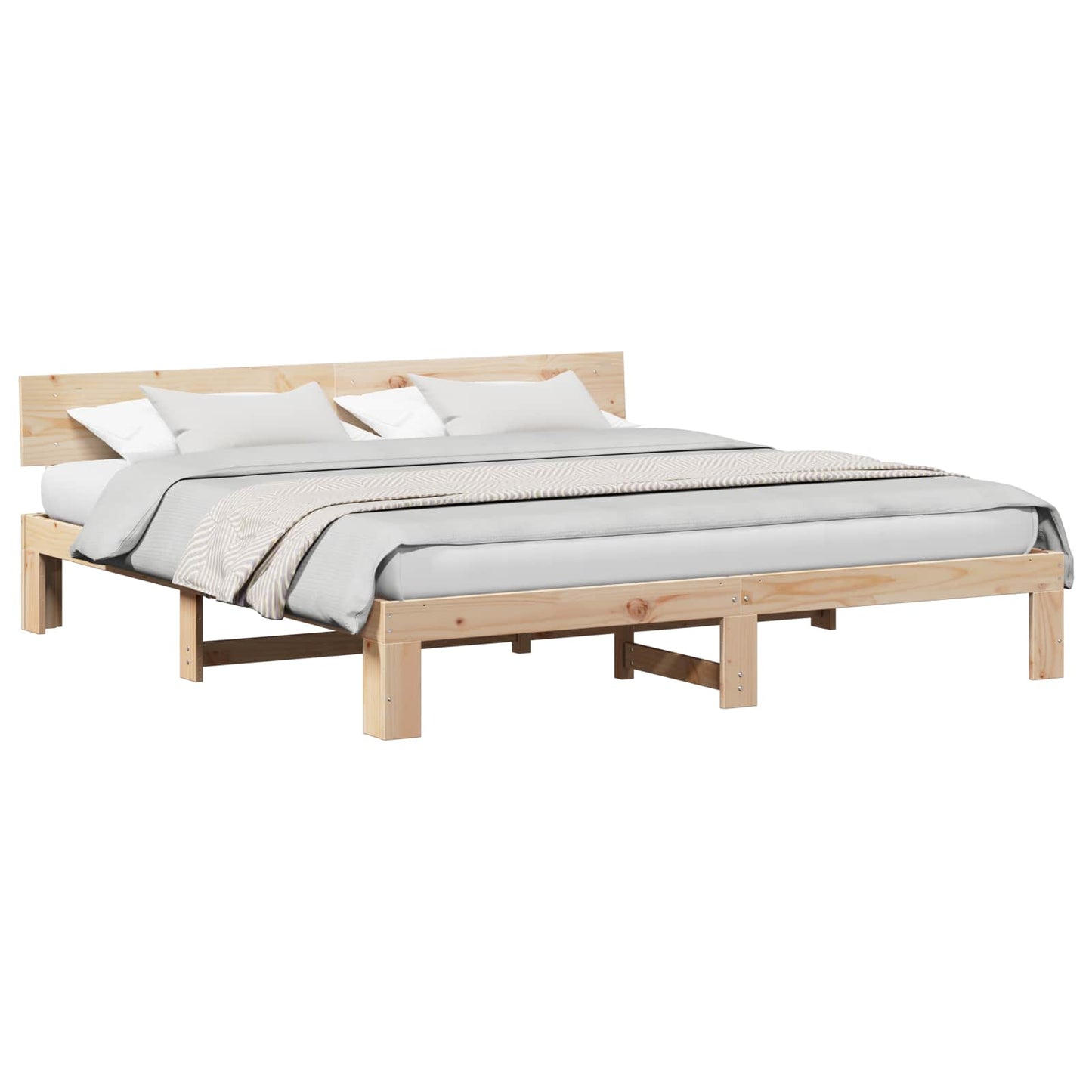 Sengestamme med hodegjerde Naturlig 200 x 200 cm Massiv furu