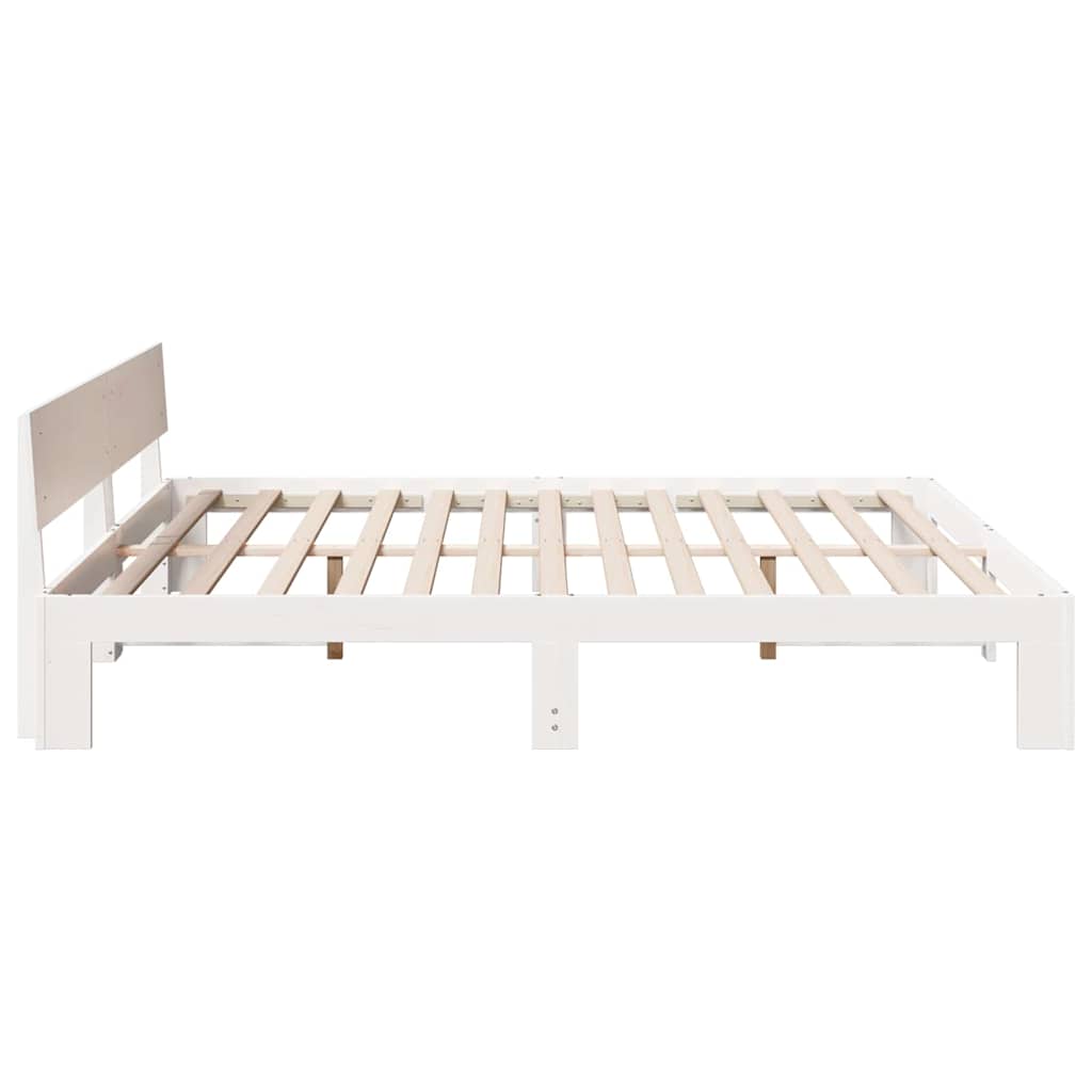 Sengestamme med hodegjerde Hvit 200 x 200 cm Massiv furu