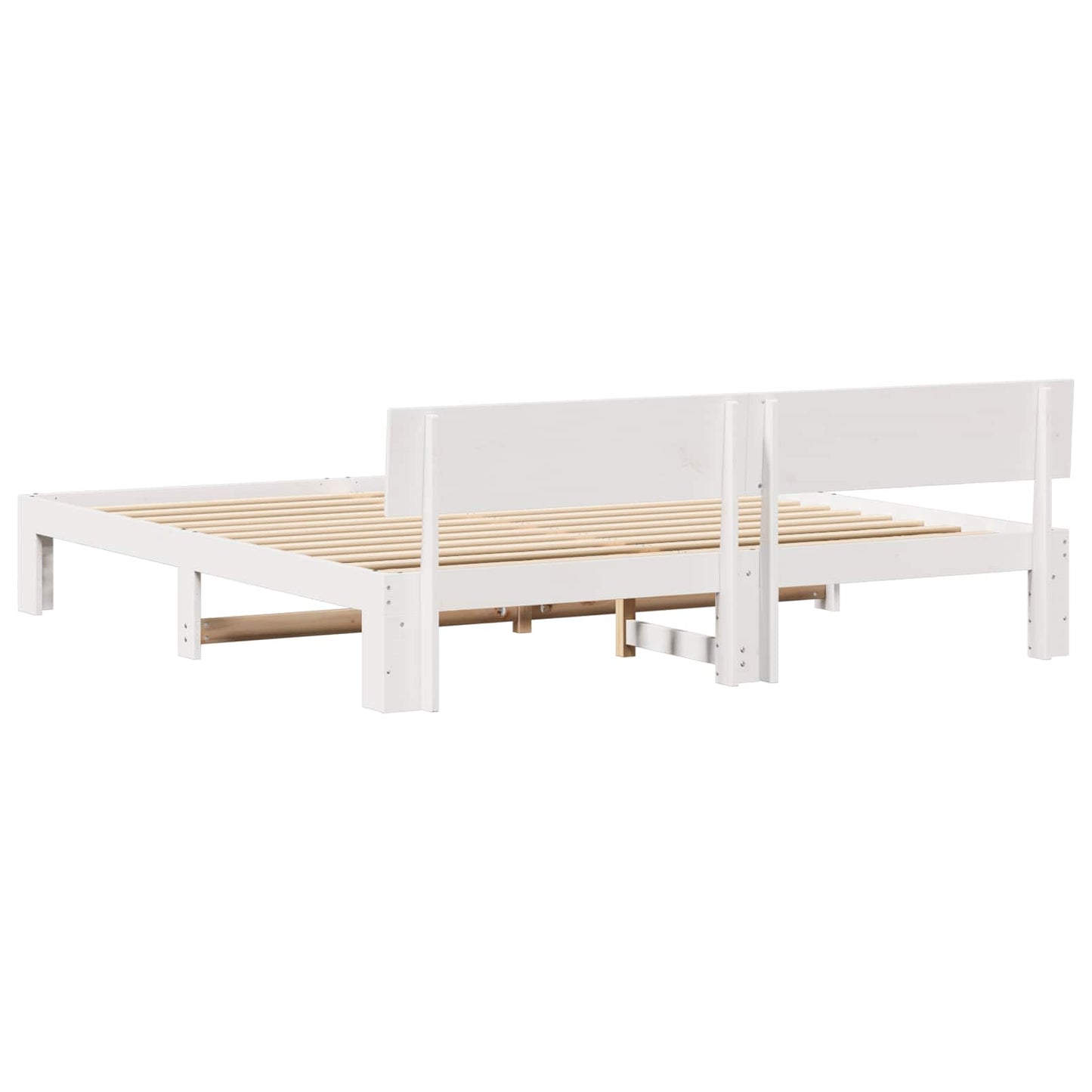 Sengestamme med hodegjerde Hvit 180 x 200 cm Massiv furu