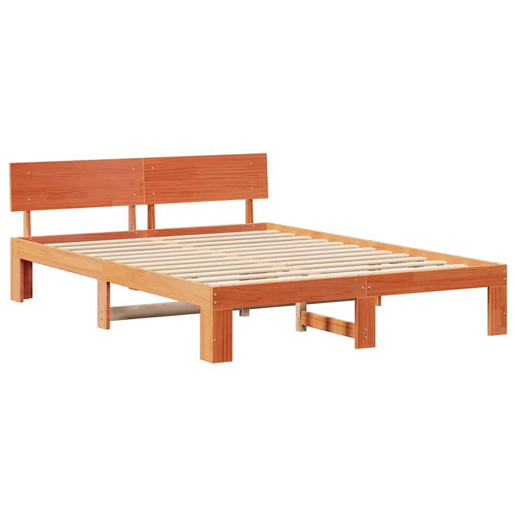 Sengestamme med hodegjerde Vokset Brun 160 x 200 cm Massiv furu