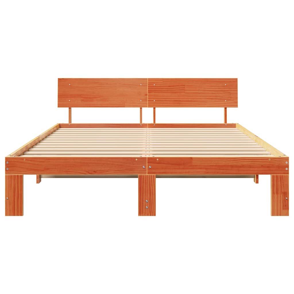 Sengestamme med hodegjerde Vokset Brun 160 x 200 cm Massiv furu