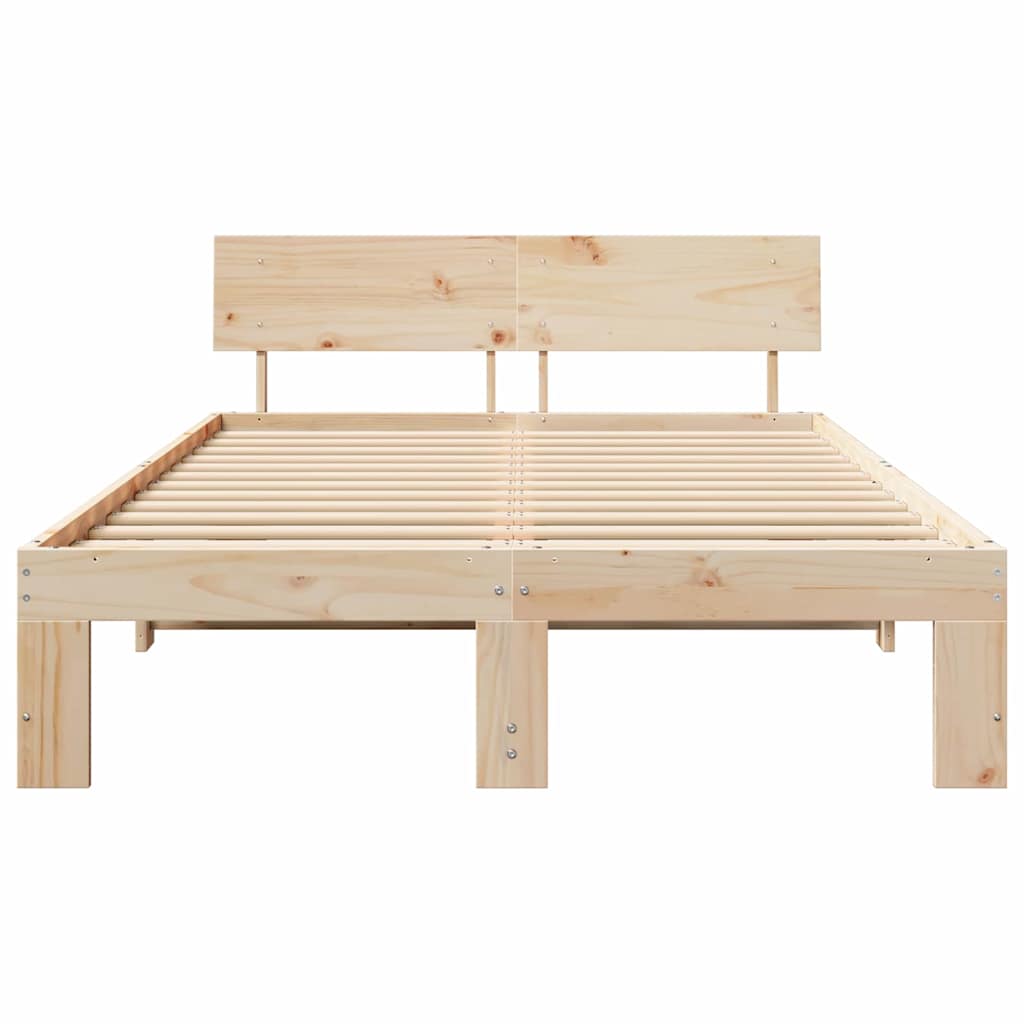 Sengestamme med hodegjerde Naturlig 120 x 200 cm Massiv furu