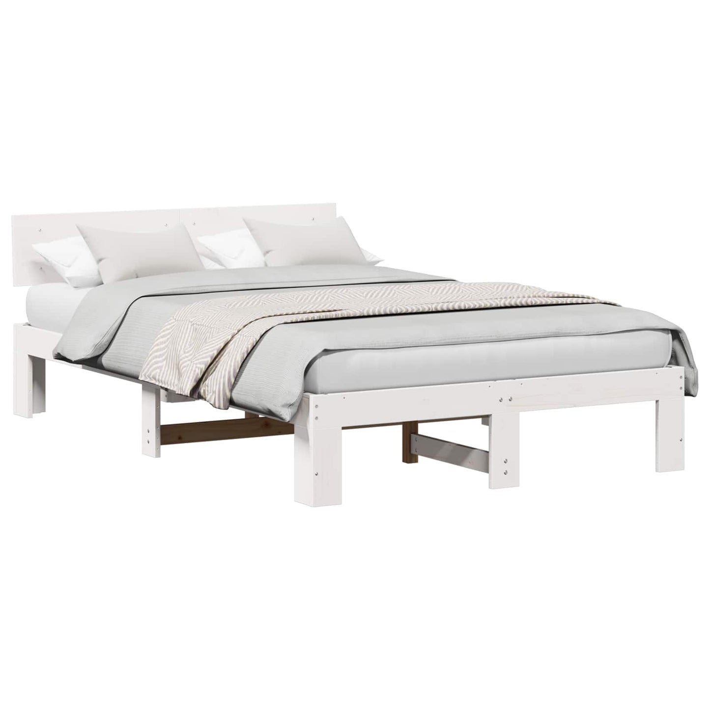 Sengestamme med hodegjerde Hvit 120 x 200 cm Massiv furu