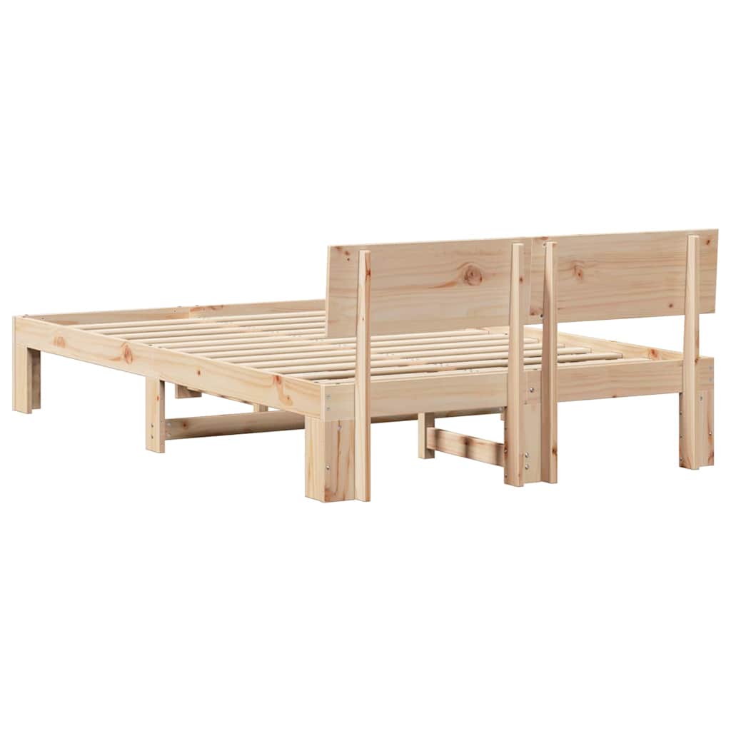 Sengestamme med hodegjerde Naturlig 140 x 190 cm Massiv furu