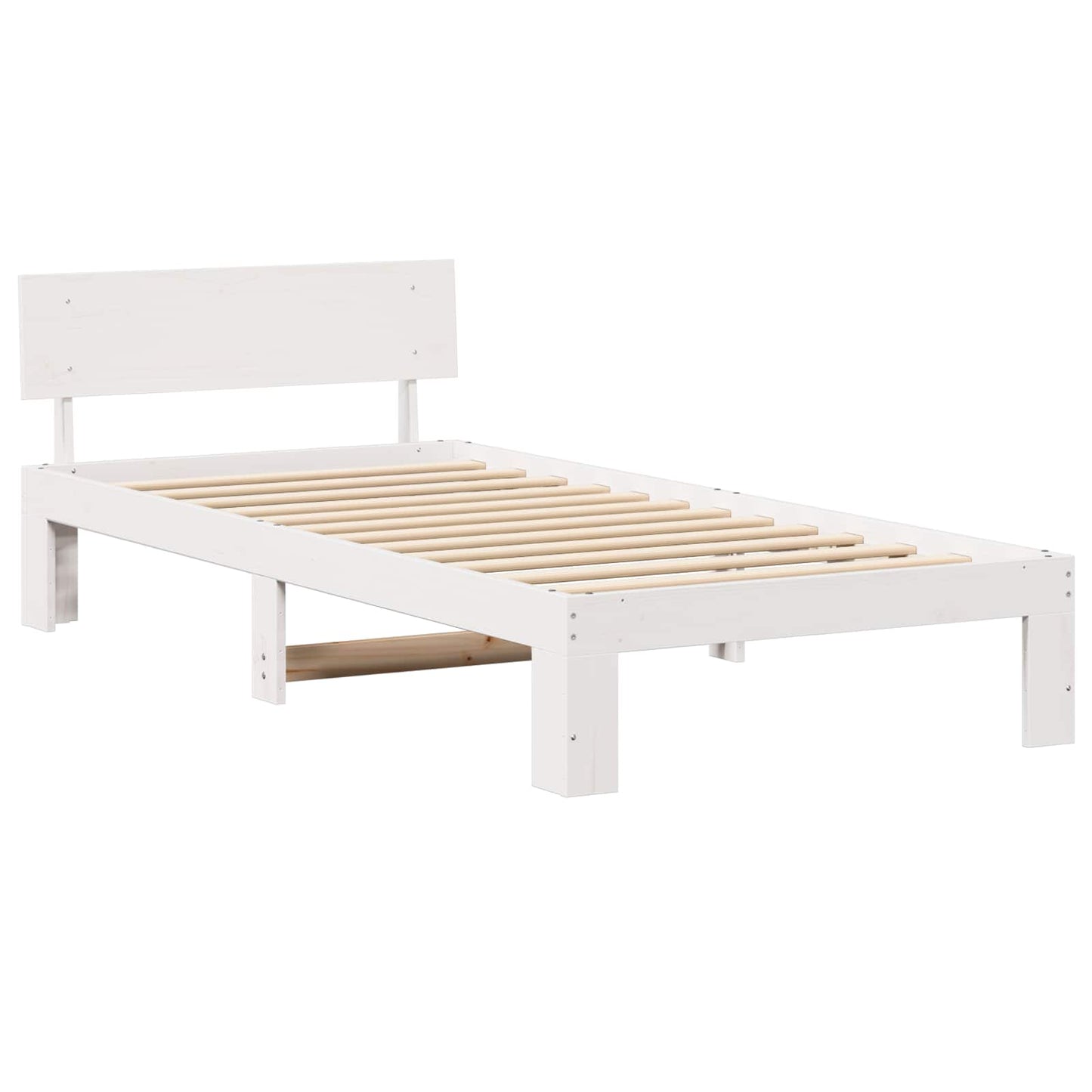 Sengestamme med hodegjerde Hvit 90 x 200 cm Massiv furu