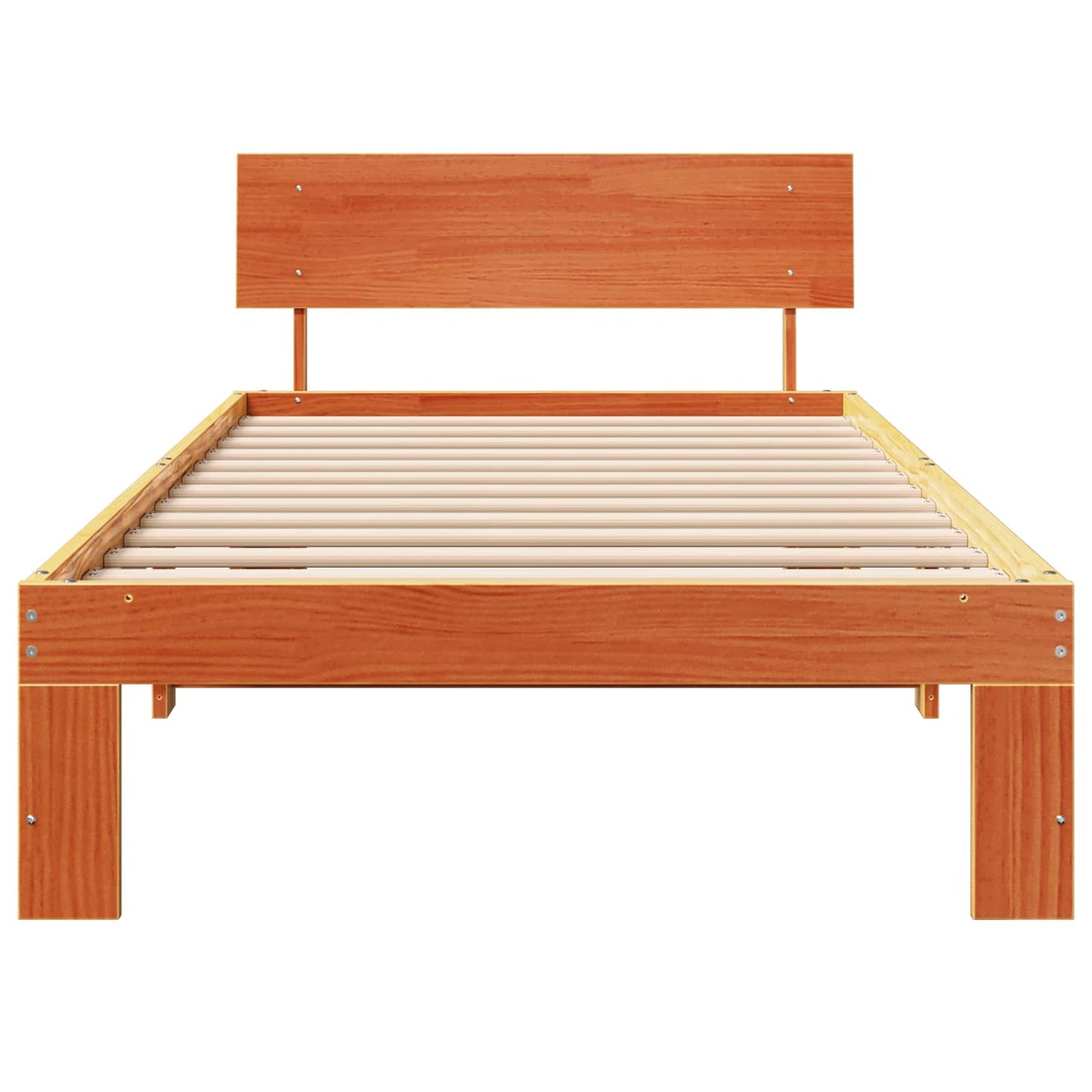 Sengestamme med hodegjerde Vokset Brun 90 x 200 cm Massiv furu