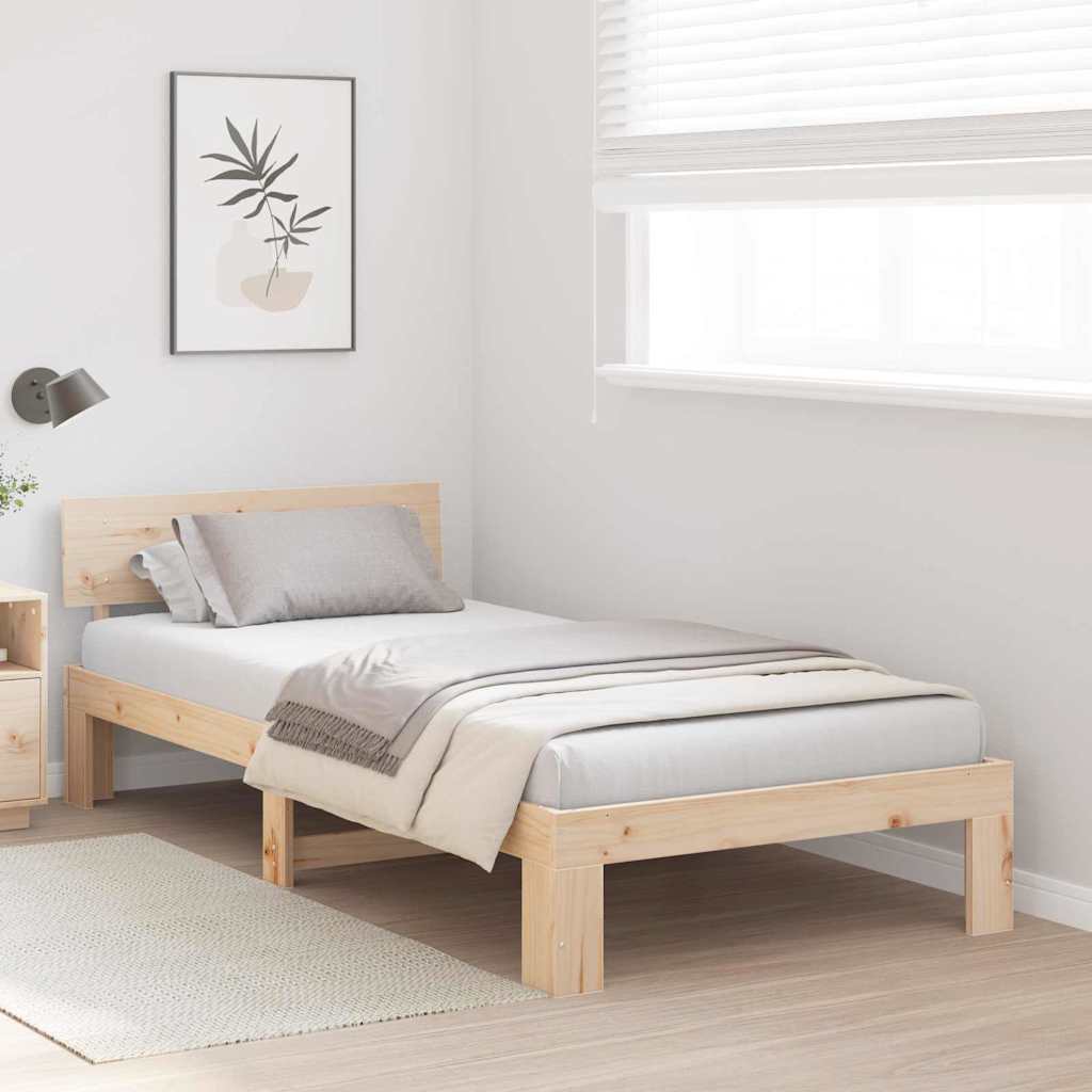 Sengestamme med hodegjerde Naturlig 75 x 190 cm Massiv furu