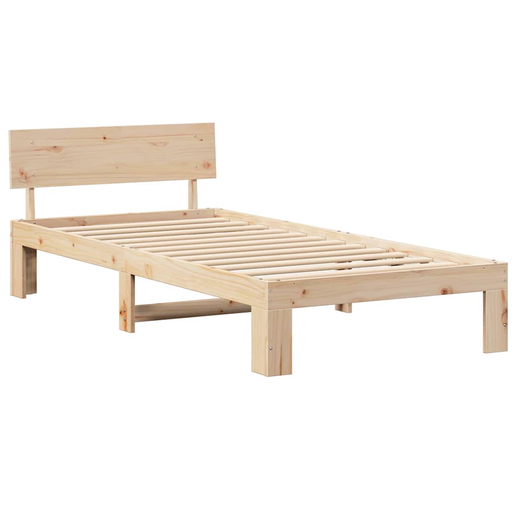 Sengestamme med hodegjerde Naturlig 75 x 190 cm Massiv furu