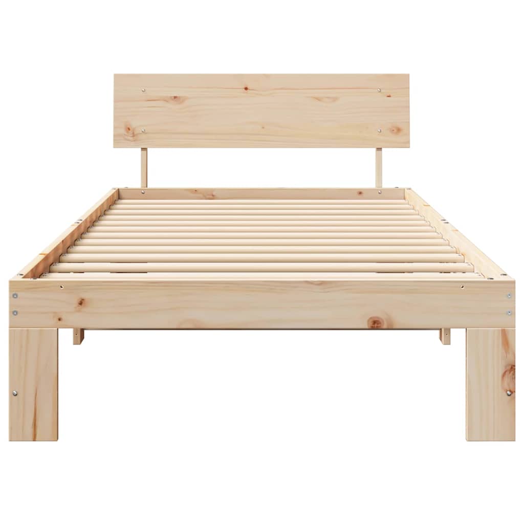 Sengestamme med hodegjerde Naturlig 75 x 190 cm Massiv furu