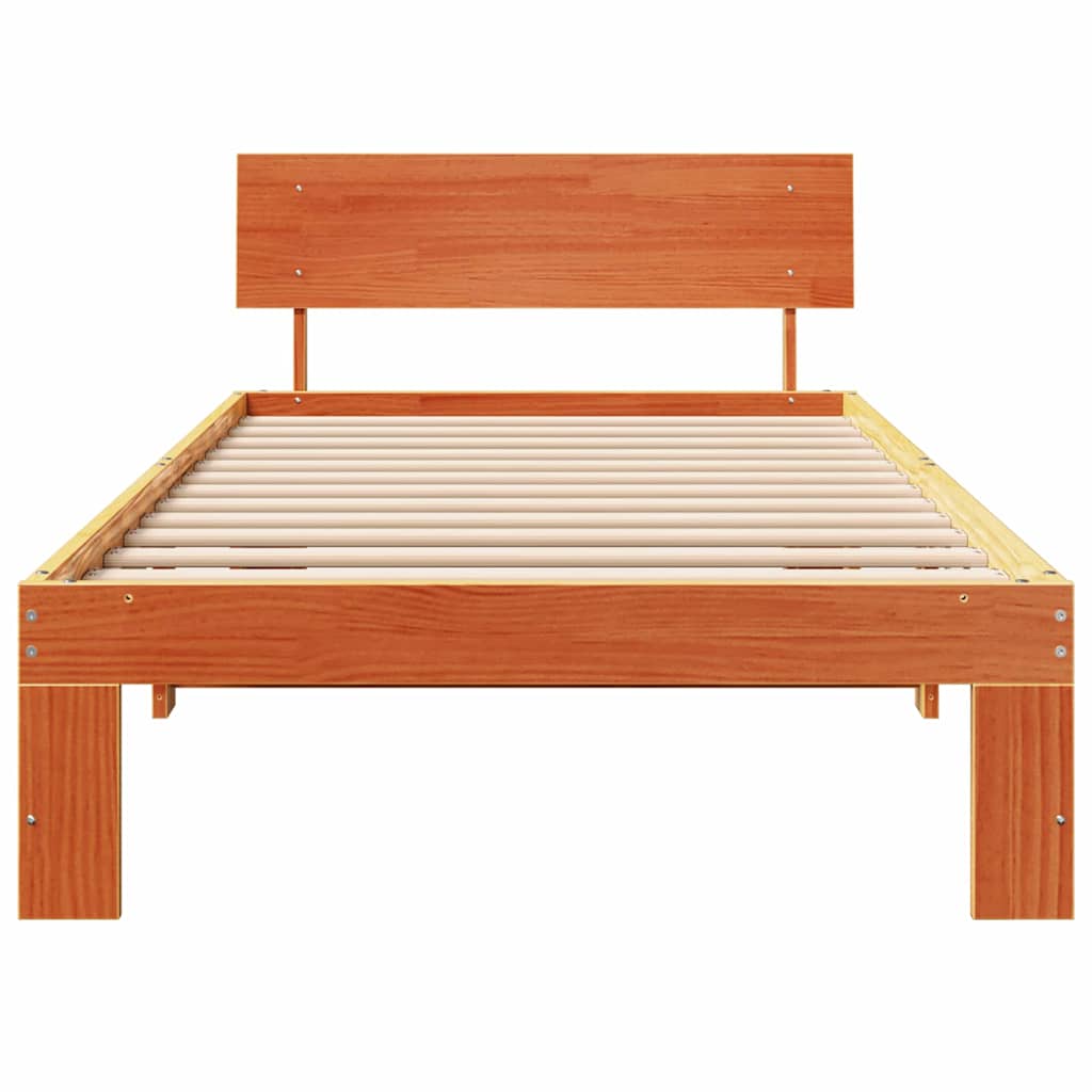 Sengestamme med hodegjerde Vokset Brun 75 x 190 cm Massiv furu