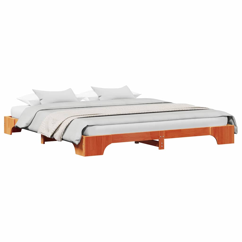 Sengestamme Vokset Brun 200 x 200 cm Massiv furu