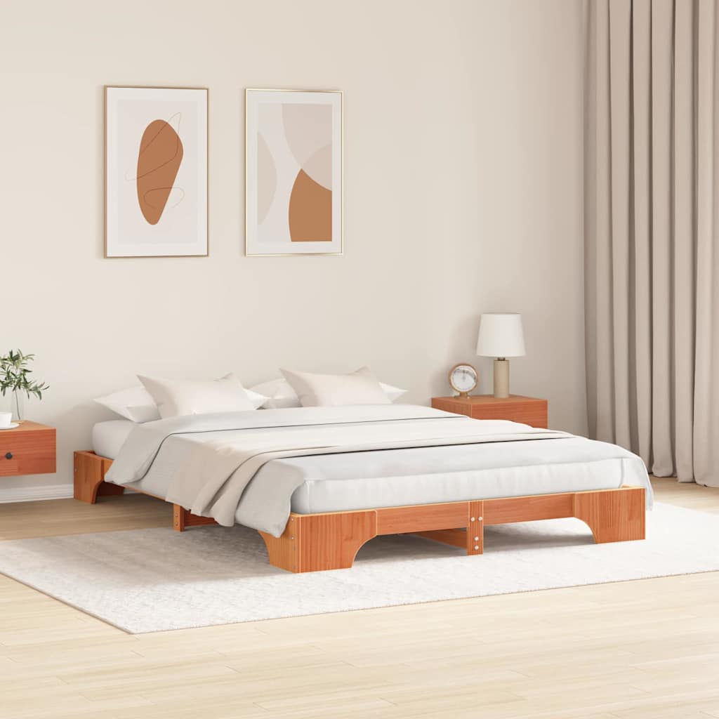 Sengestamme Vokset Brun 140 x 200 cm Massiv furu