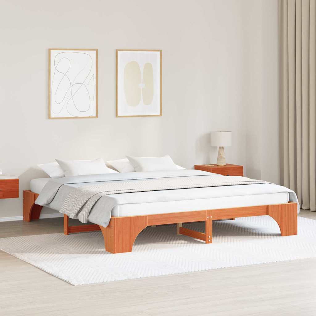 Sengestamme Vokset Brun 200 x 200 cm Massiv furu