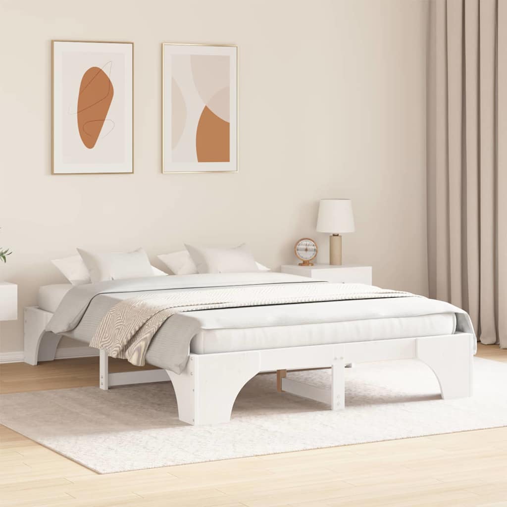 Sengestamme Hvit 140 x 200 cm Massiv furu