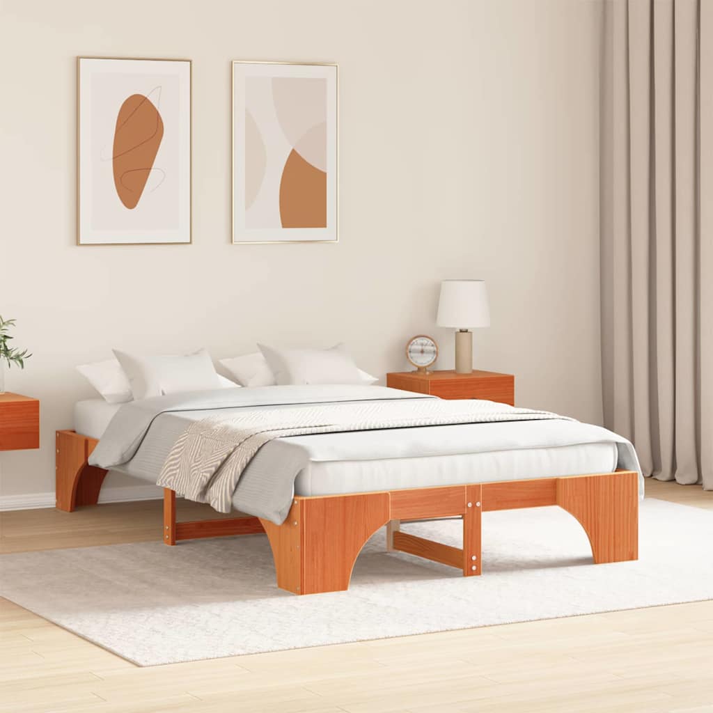 Sengestamme Vokset Brun 135 x 190 cm Massiv furu