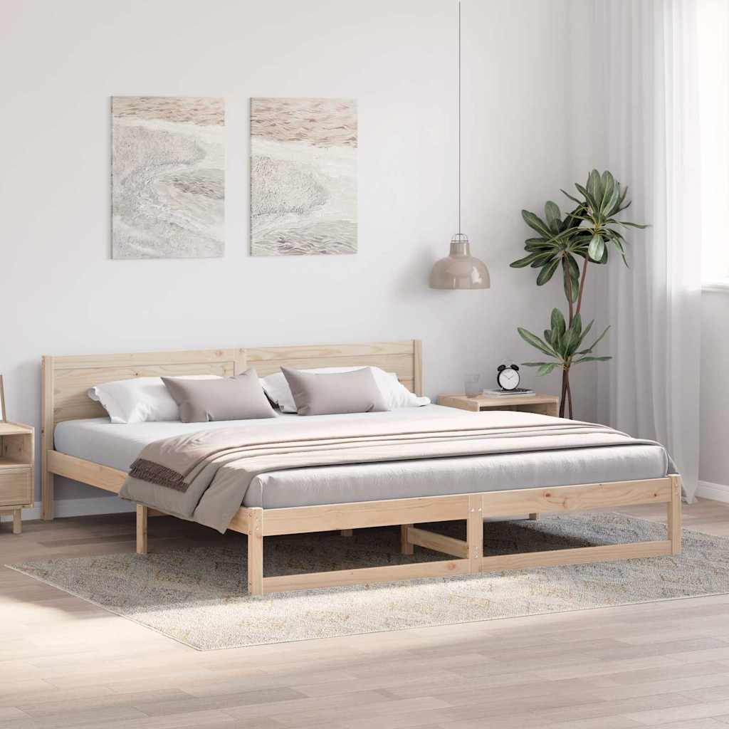 Sengestamme med hodegjerde Naturlig 200 x 200 cm Massiv furu