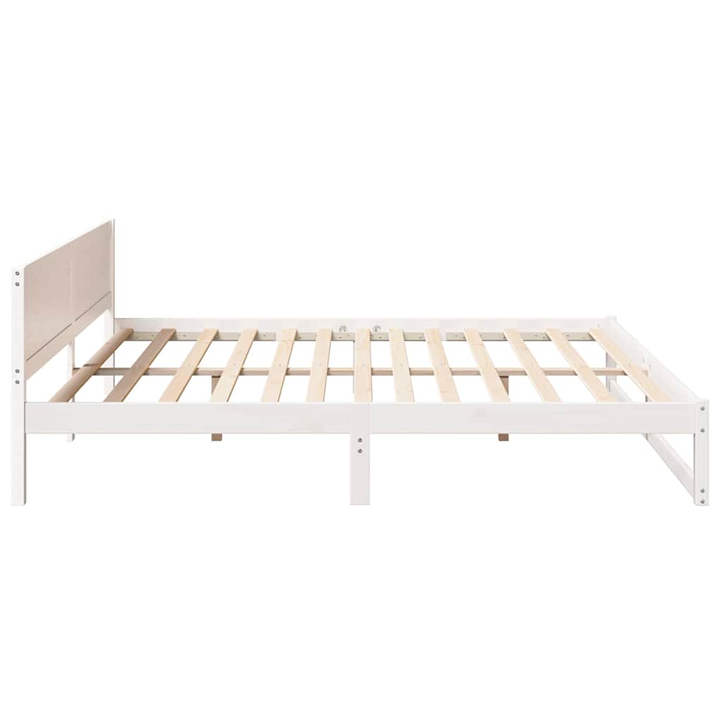 Sengestamme med hodegjerde Hvit 200 x 200 cm Massiv furu