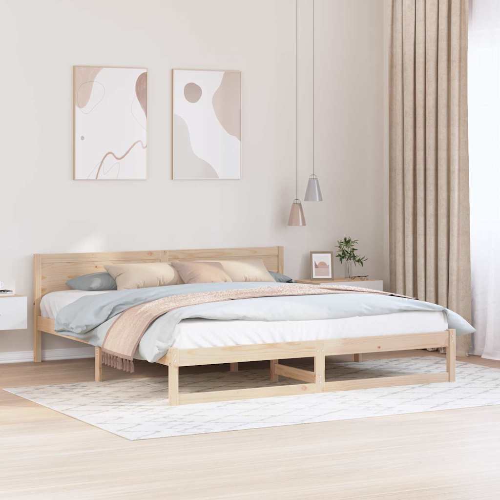 Sengestamme med hodegjerde Naturlig 180 x 200 cm Massiv furu