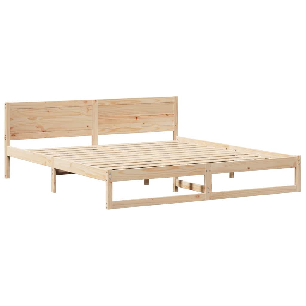 Sengestamme med hodegjerde Naturlig 180 x 200 cm Massiv furu