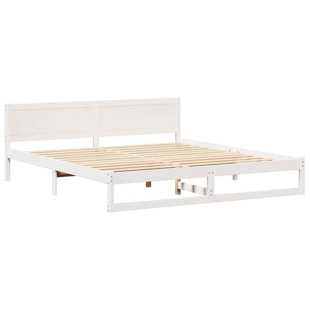 Sengestamme med hodegjerde Hvit 180 x 200 cm Massiv furu