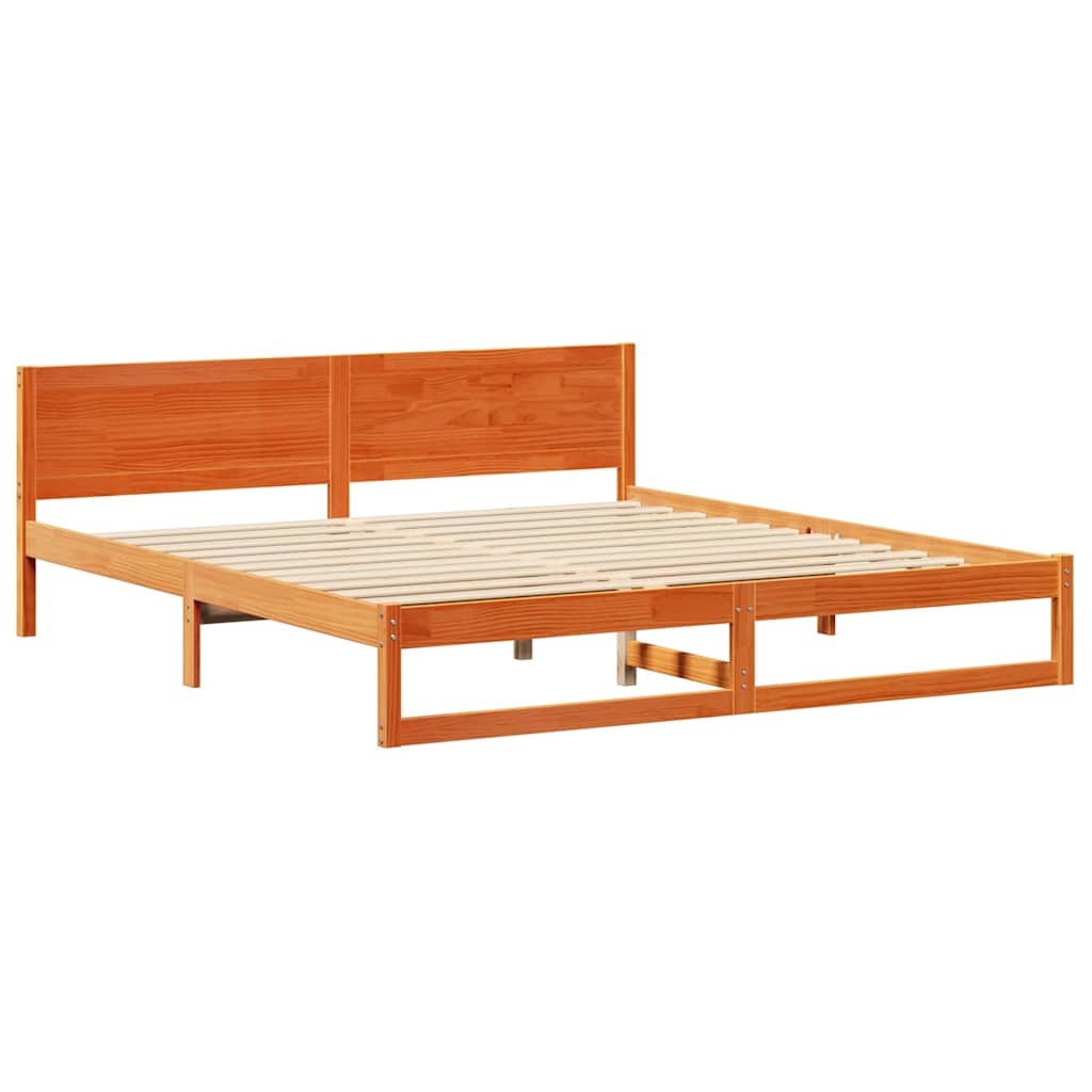 Sengestamme med hodegjerde Vokset Brun 180 x 200 cm Massiv furu