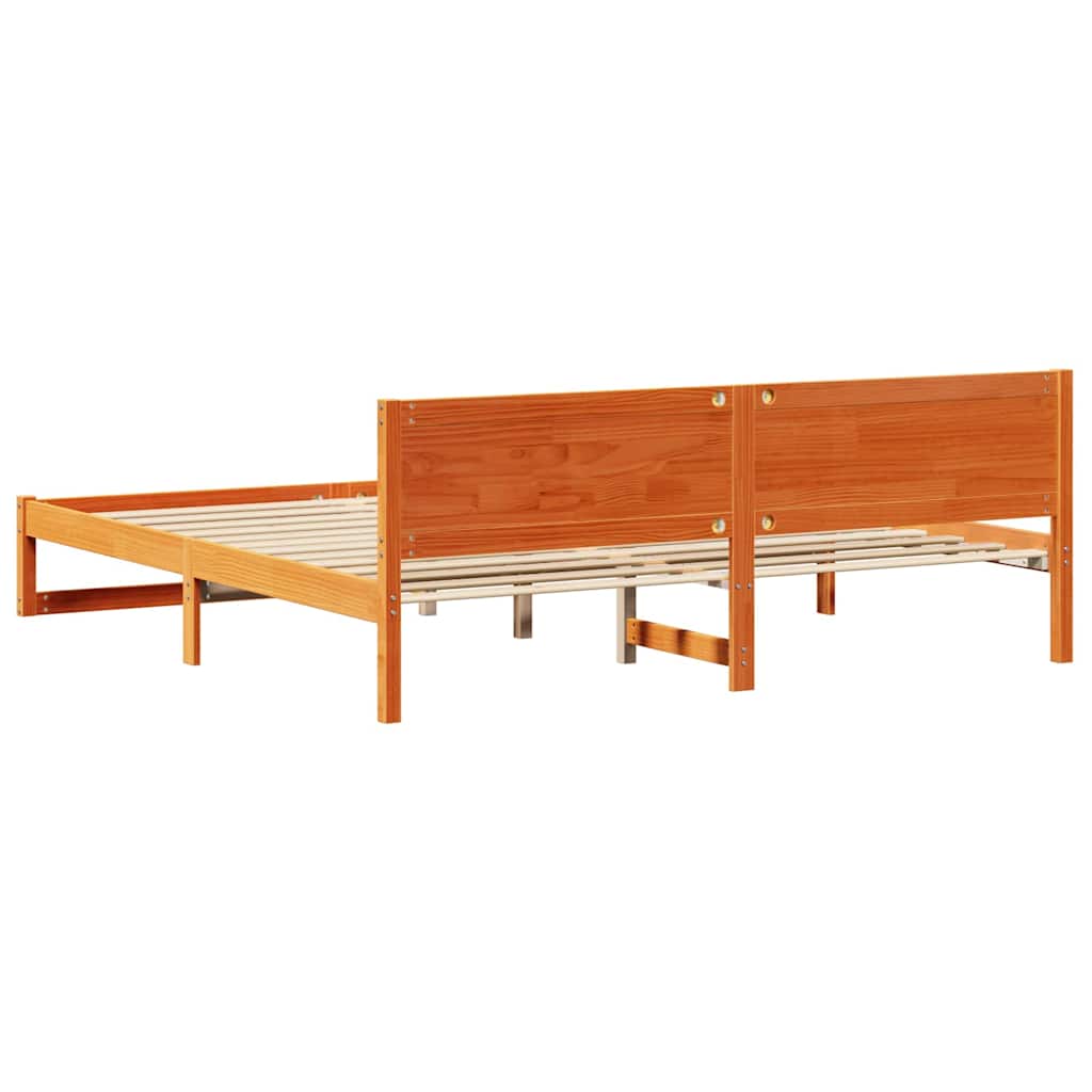 Sengestamme med hodegjerde Vokset Brun 180 x 200 cm Massiv furu
