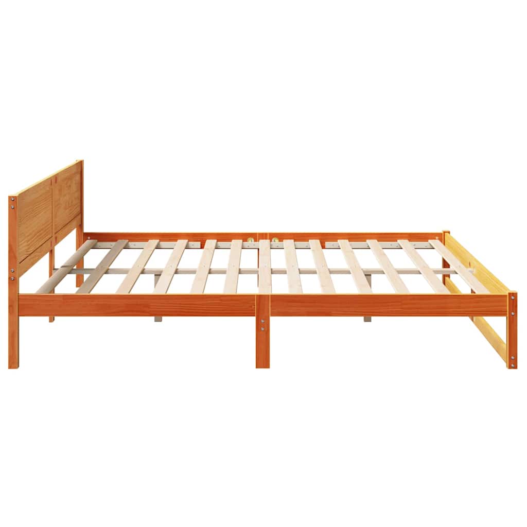 Sengestamme med hodegjerde Vokset Brun 180 x 200 cm Massiv furu