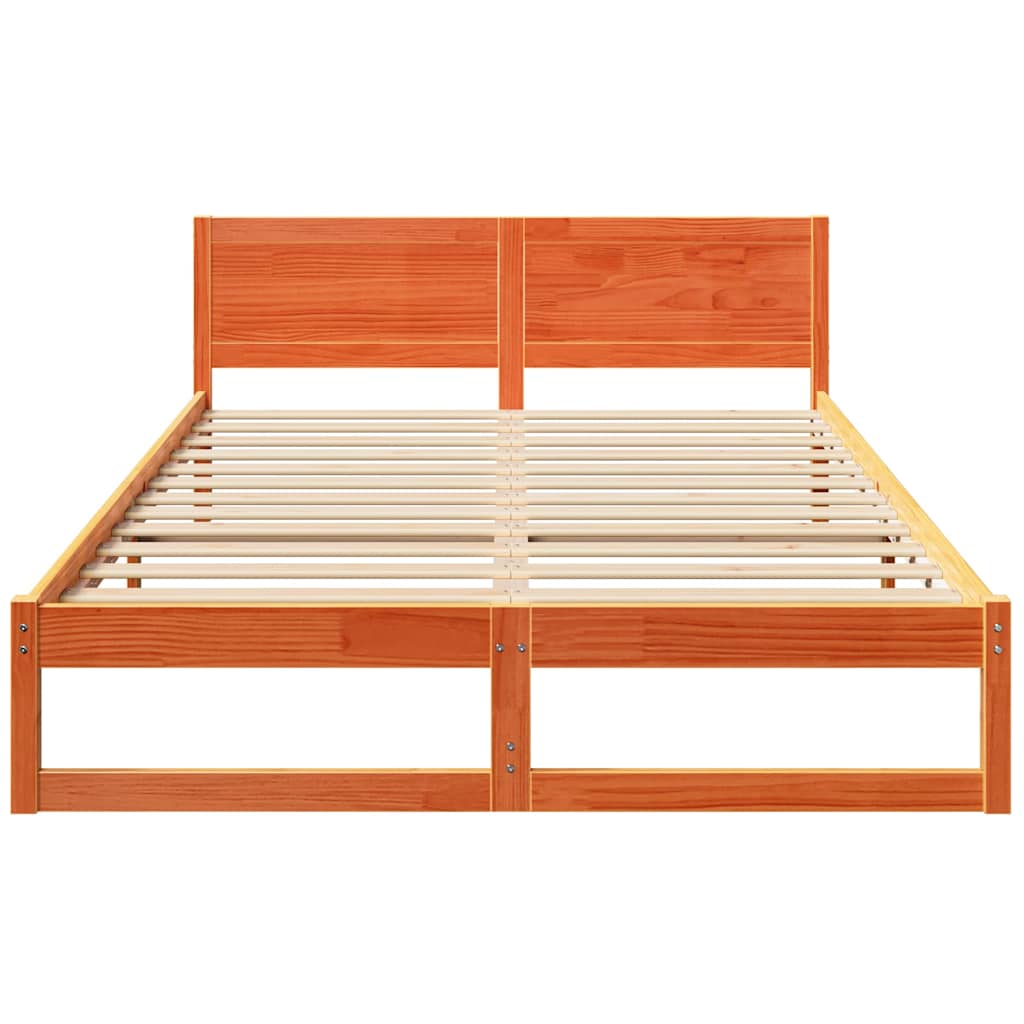 Sengestamme med hodegjerde Vokset Brun 150 x 200 cm Massiv furu