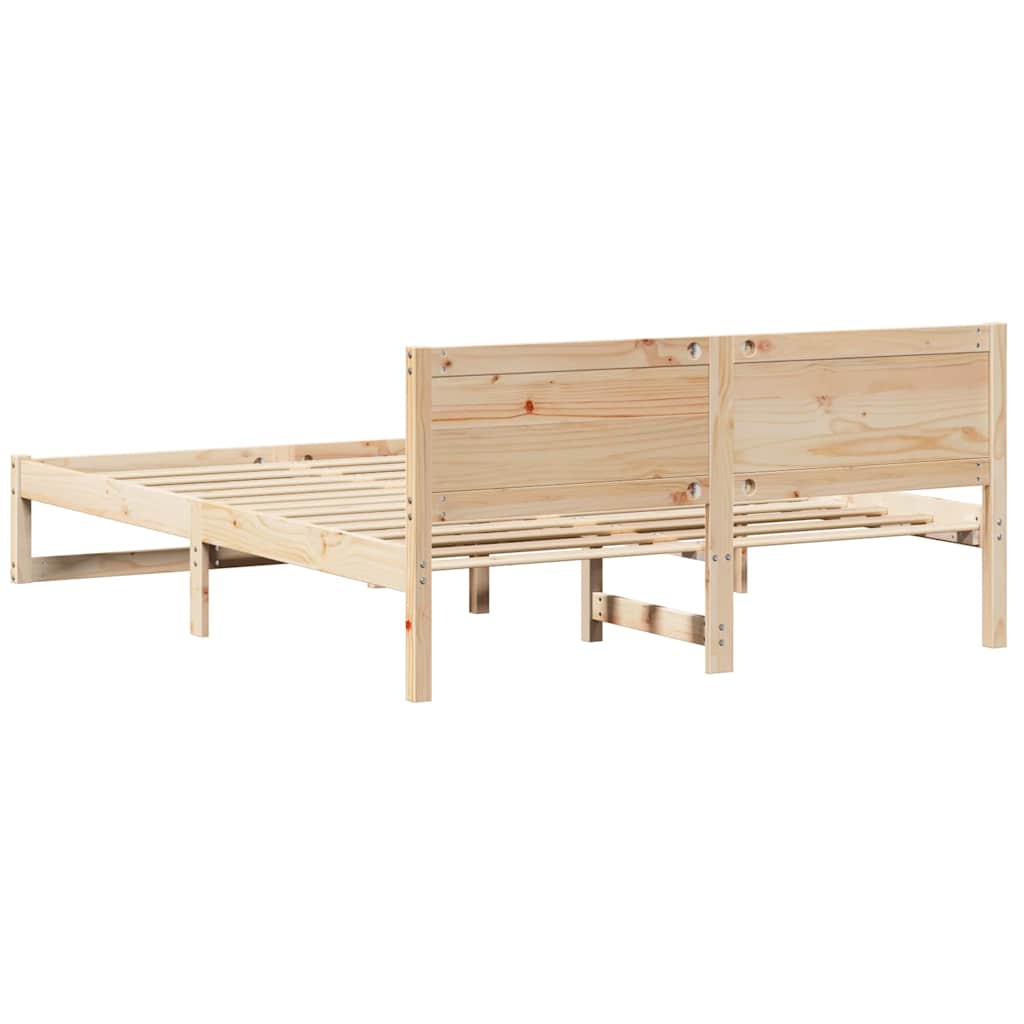 Sengestamme med hodegjerde Naturlig 140 x 200 cm Massiv furu