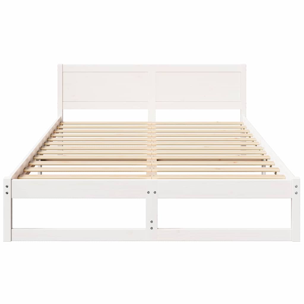 Sengestamme med hodegjerde Hvit 140 x 200 cm Massiv furu