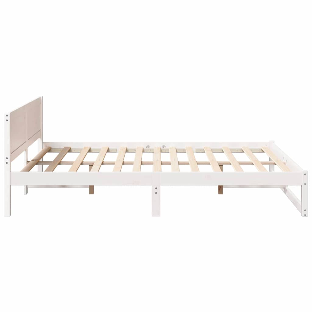 Sengestamme med hodegjerde Hvit 140 x 200 cm Massiv furu