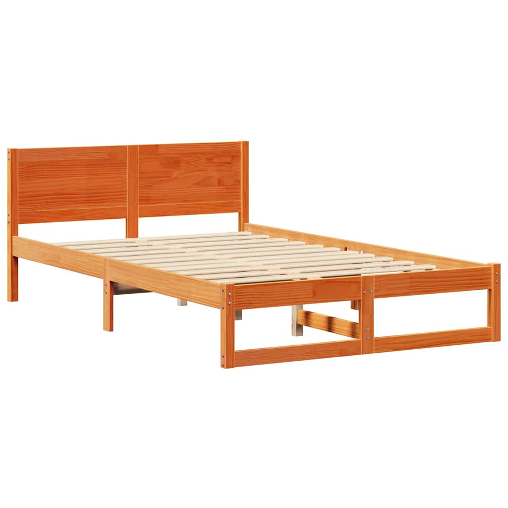 Sengestamme med hodegjerde Vokset Brun 135 x 190 cm Massiv furu