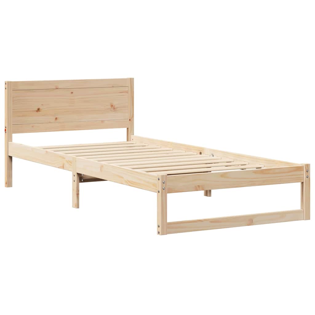 Sengestamme med hodegjerde Naturlig 90 x 200 cm Massiv furu