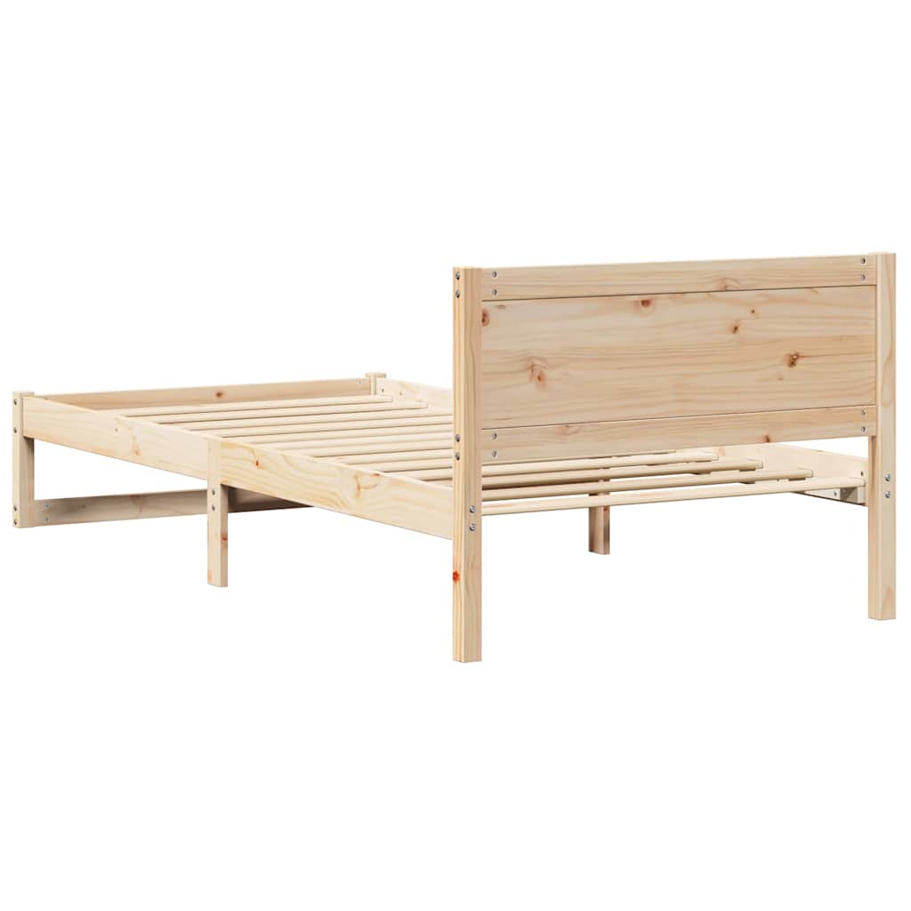 Sengestamme med hodegjerde Naturlig 90 x 200 cm Massiv furu