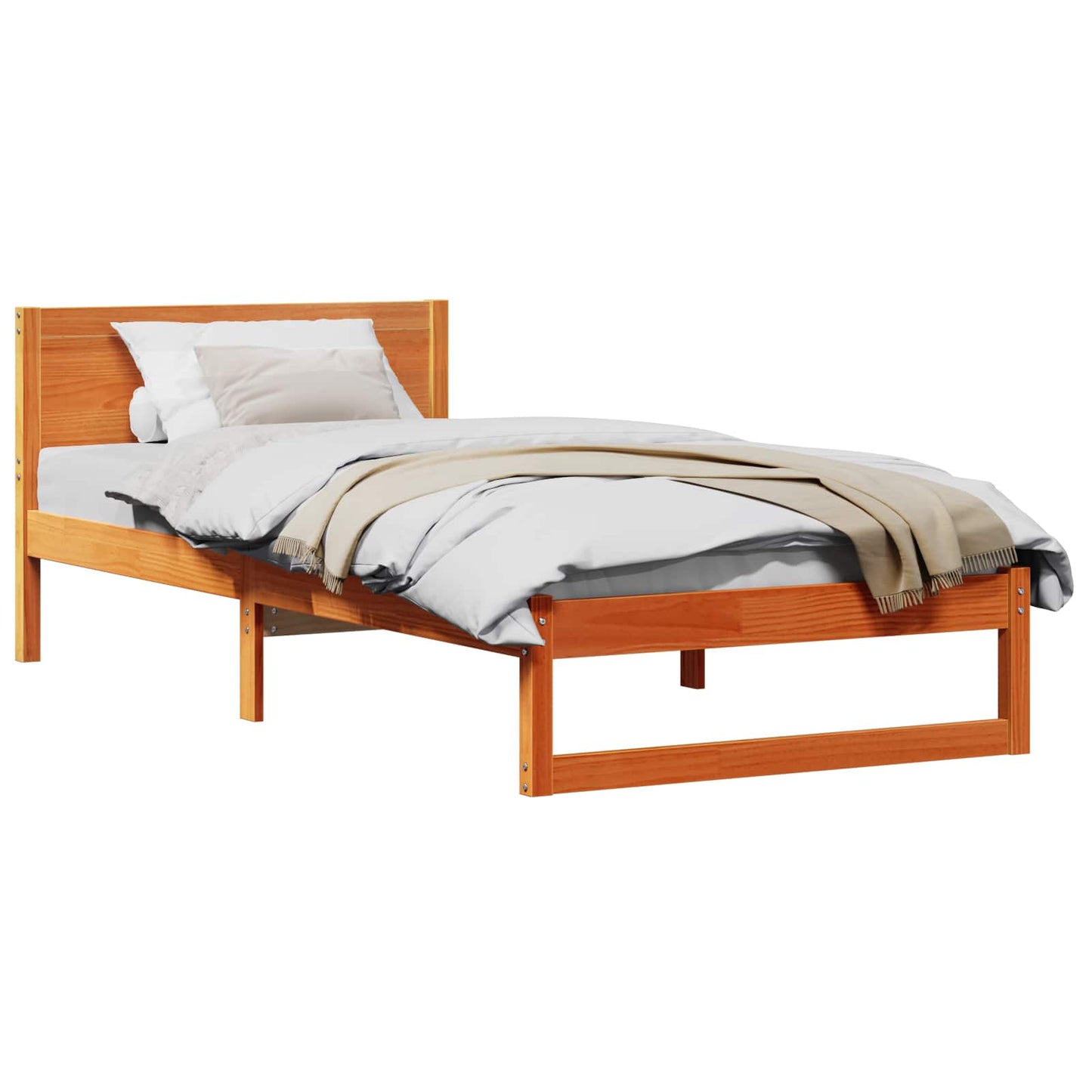 Sengestamme med hodegjerde Vokset Brun 75 x 190 cm Massiv furu