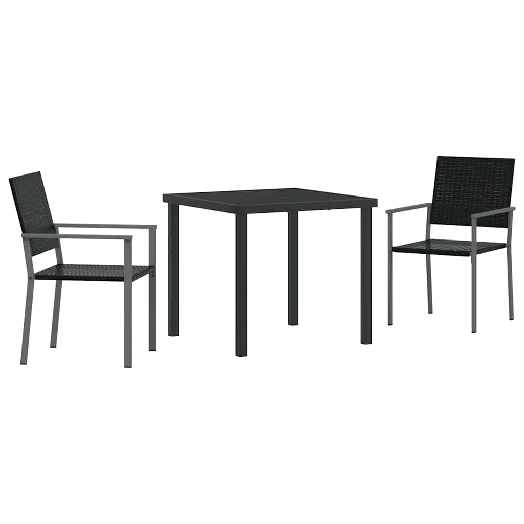 Hage Spisegruppe 3 pcs Svart PE Rattan
